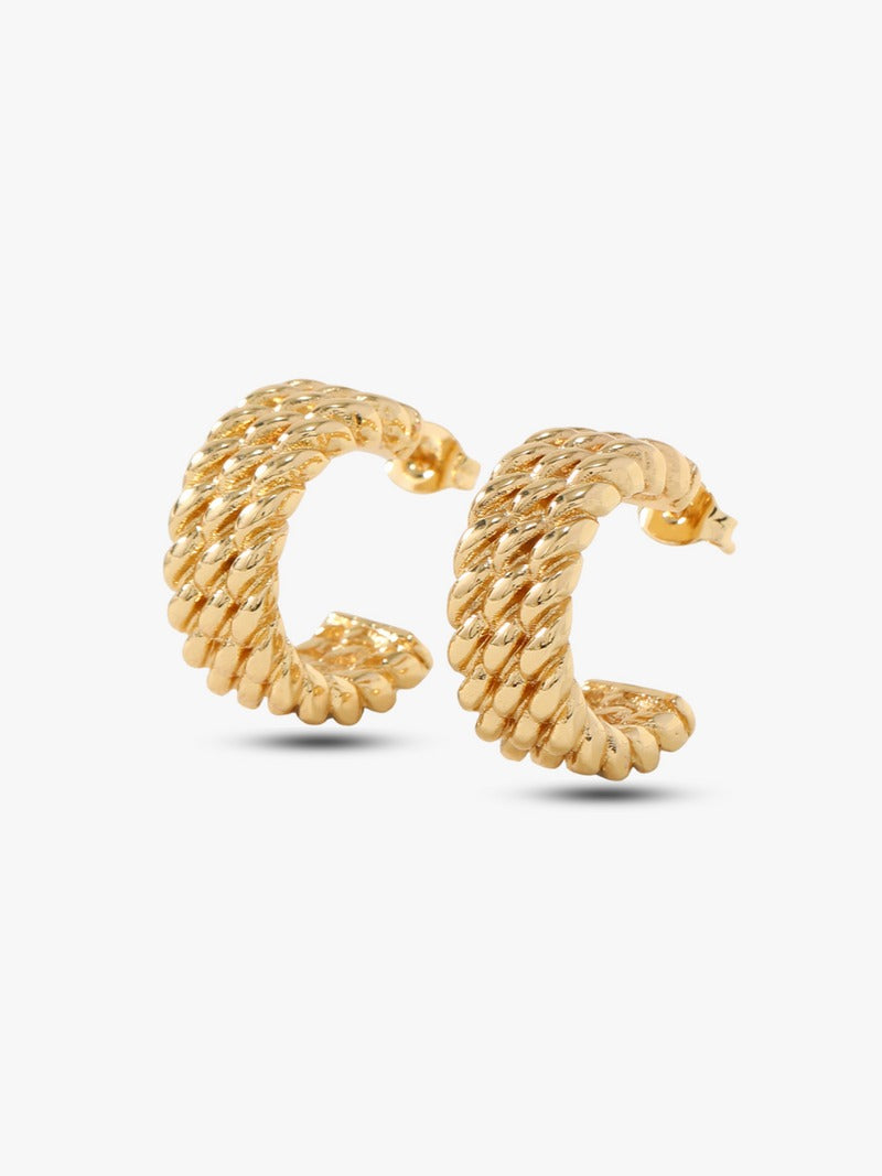 Braided Chain Hoop Earrings – Silver