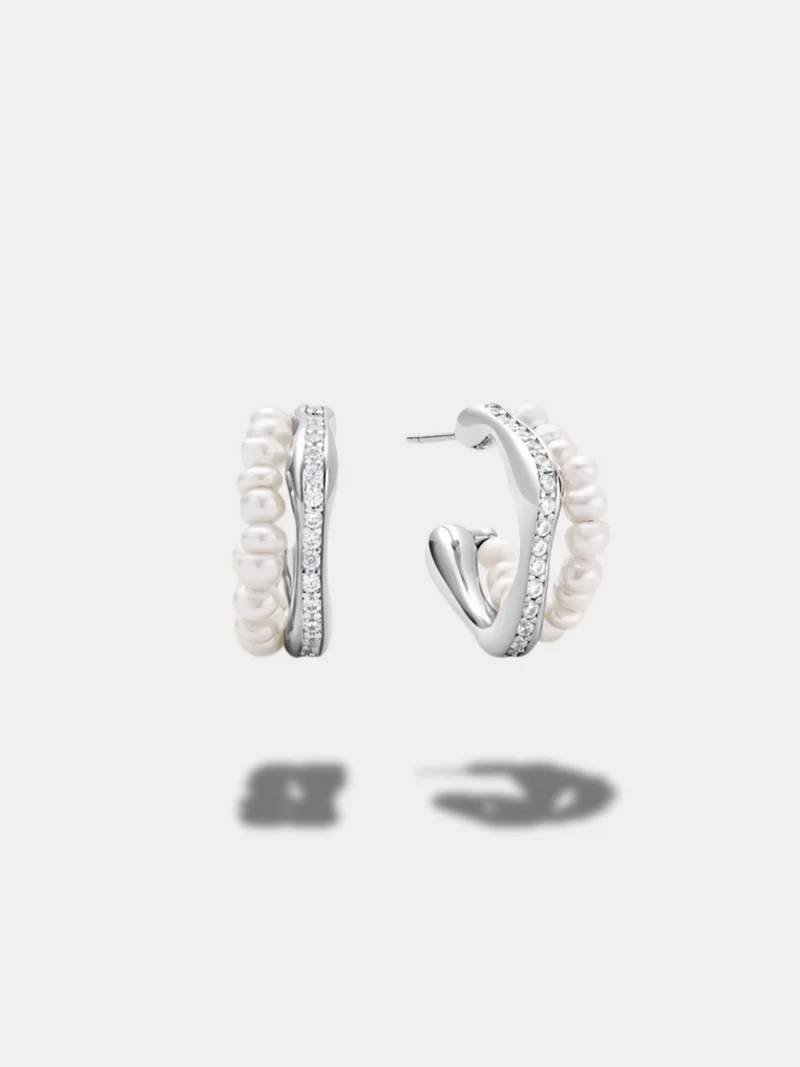 Pearl & Crystal Detail Hoop Earrings