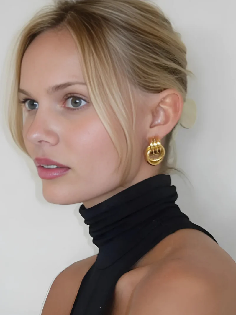 Layered Knot Circle Earrings